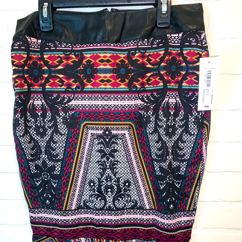 Bisou Bisou Women's Multi-Color Stencil Print Pencil Skirt, Size 6